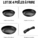 Fadware Lot de 3 poeles - 20 24 28 cm - Avec poignee amovible - Pour tous les types de feux dont induction - Revetement anti-adh