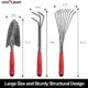 FLORA GUARD 6 Pcs Garden Tools Stainless Steel Garden Tool Kit with 2-in-1 Hoe, Treulle, Rakes, Weeder Knife, Hammered Finish, for P