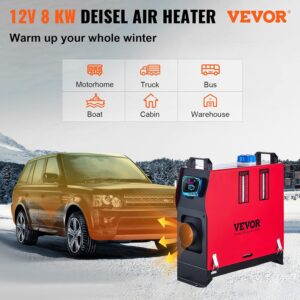 VEVOR Chauffage Diesel 12v, Rechauffeur d'air Diesel 8kw, Rechauffeur de Stationnement Diesel, Interrupteur avec Ecran LCD, Accessoi