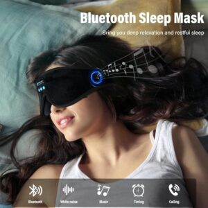 Masque de sommeil avec casque Bluetooth, masque de sommeil 3D sans fil, masque pour les yeux pour dormir sur le cotele dos, cadeau