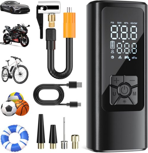 HOVVIDA Portable Air Compressor, 150 PSI (10.3 Bar) 5V Wireless Car Tyre Inflator, Fast Inflation, Auto Shut-off, 5200 mAh, LED, Air