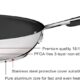 Amazon Basics Poele en acier inoxydable avec revetement antiadhesif - convient aux cuisinieres a induction, avec poignee confortable