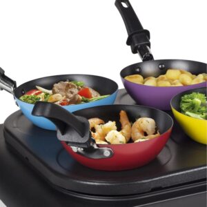 RoDzj Mini Wok Party Set 6 Pieces Ø12cm Revetement Antiadhesif Small Wok avec Isolation Poignee pour le Tablegrill Mini Crepiere