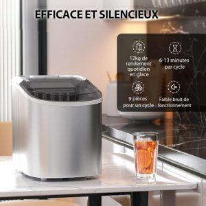 Machine à glaçons RELAX4LIFE autonettoyante 12 kg/24h