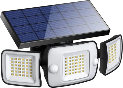intelamp Lampe Solaire Exterieur 6000mAh Lumiere Solaire Exterieure avec Detecteur de Mouvement 1200LM IP65 Eclairage Exerieur Solai