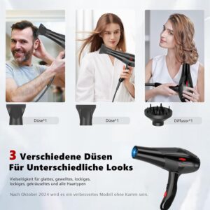 Jooayou Seche Cheveux Professionnel 3000W, Seche Cheveux Ionique, Puissant AC Moteur 3 Niveaux de Temperature 2 Vitesses, seche chev