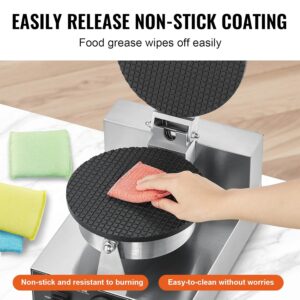 VEVOR Gaufrier a Cornet de Glace Commercial 1230 W, Appareil a Cornet de Glace et Rouleaux d'Œufs, en Acier Inoxydable Antiadhesif,