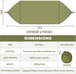 GLOSKIN Hamac de Camping, Hamac de Voyage Ultra-Leger 270 140 cm,Hamac Moustiquaire, Hamac Robuste et Durable avec Sac de Rangemen