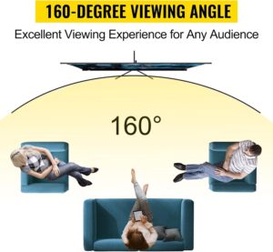 VEVOR Ecran de projection sur trepied avec support 177,8 cm 16:9 4K HD - Sans plis - Reglable en hauteur - Ecran portable pour proje