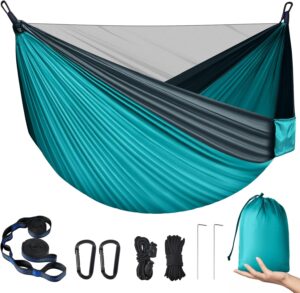 PHYSEN Hamac de Camping avec Moustiquaire, Hamac d'exterieur 2 Personnes,300 kg Capacite de Charge hamac, Ultra-leger Nylon a Parach