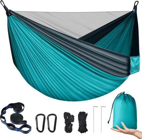 PHYSEN Hamac de Camping avec Moustiquaire, Hamac d'exterieur 2 Personnes,300 kg Capacite de Charge hamac, Ultra-leger Nylon a Parach