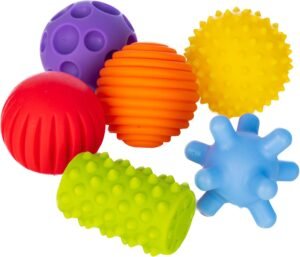 71bn3NpS3VL._AC_SL1500_.jpg FANCY Kit de 6 Balles Sensorielles pour Bebe - Jouet deveil Premier Age Jeu de Bain Multicolore et Texture pour Developpement de la