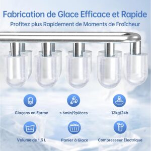 71bs7G7OCKL._SL1500_-1.jpg Machine à Glaçons WIE – 12kg/24h, Silencieuse, Portable