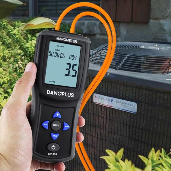 Digital Gas Pressure Tester HVAC Differential Pressure Gauge with Backlight Data Logging Function