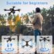 Drone avec camera, Moteur sans balais FPV Drone avec ecran 2.4 inch adulte, Auto-Hover, Controle gestuel, 32GB SD Card with Card Rea