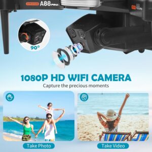 Mini Drone pour Enfant avec Camera 1080P HD, Avec une touche decollageatterrissage, Flip 3D, Capteur de gravite, Controle gestuel,