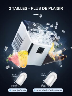 Self-Cleaning Ice Maker, 14kg in 24h, 2 Size Ice Cubes, Portable No Installation, Quiet Under 40dB, Fast Ice Cube Ready in 6 Mins, S