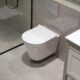 HOROW Rimfree Wall-Mounted Toilet Seat with Soft-Close Toilet Seat, Water Saving Length 48 cm White