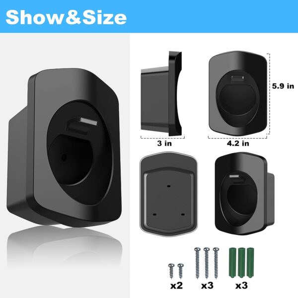 LOTHID Type 2 Wall Mount Bracket for EVSE IEC 62196-2 Plug - in Electric Car Charger Charging Cable Junction Box (Black)