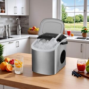 Machine à glaçons autonettoyante 12 kg/24 h, 9 glaçons en 6 min