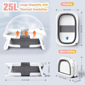 Rabb 1st Baignoire Bebe Pliable, La Baignoire Enfant Convient aux Nouveau Nes aux Tout Petits et Dispose d'un Tapis Antiderapant et