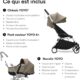Poussette Stokke YOYO3 nacelle nouveau-né, cadre blanc, Taupe