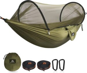 NATUREFUN Hamac de camping ultra-leger Hamac en filet anti-moustiques Capacite de charge de 300 kg, nylon de parachute respirant a