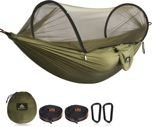 NATUREFUN Hamac de camping ultra-leger Hamac en filet anti-moustiques Capacite de charge de 300 kg, nylon de parachute respirant a