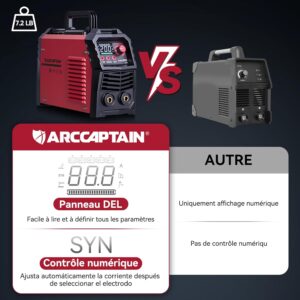 ARCCAPTAIN Poste a Souder ArcLift TIG 200 A avec Grand ecran LED, Poste a Souder Inverter avec Controle Synergique, Machine a Soude