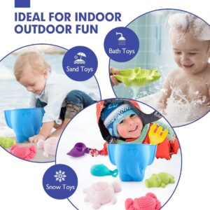 hahaland Kit de Jouets de Plage Enfant, Jouet de Sable avec Seau Plage pour Bebes Enfant, Turtle Crocodile Baleine Crabe Moules Joue