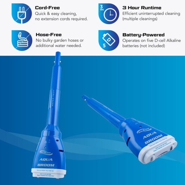 Water Tech Pool Blaster Aqua Broom Pool Vacuum, Hand Held Vacuum for Pool and Spa, Suction Head Width 9.5 cm