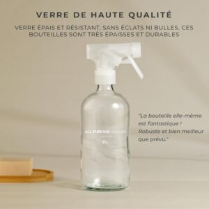 MaisoNovo vaporisateur en verre pour le nettoyage - 500 ml transparent lot de 2 avec 16 etiquettes - pulverisateur - spray vide - Sp