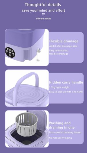 12L Machine a laver portable, Mini machine a laver, jusqu'a 1,7 kg, lave-linge de voyage, de camping, Pour Sous Vetements,Chaussette