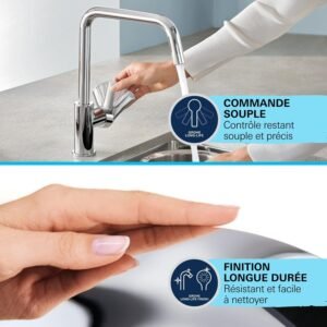 Robinet de cuisine GROHE Start Flow Supersteel, bec U 360°