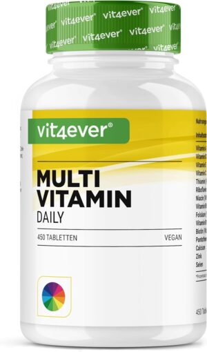 Multivitamin Daily - 450 comprimes avec formes bioactives - 15 mois de reserve - Mineraux precieux toutes les vitamines A-Z - Vega
