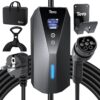 Tera Portable EV Charger Type 2 with 7m Charging Cable 3.68kW 16A Schuko Plug Adjustable Charging Box Cable Ties P02 Black
