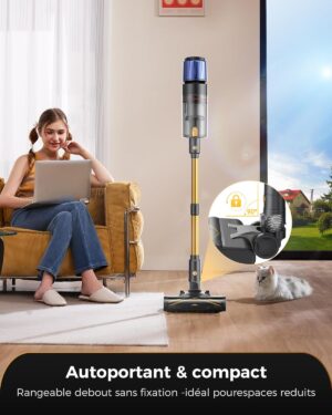 Proscenic P15 Aspirateur Balai sans Fil, 580W50Kpa70Min Aspirateur Sans Fil Puissant,Brosse Anti-Enchevetrement,Autoportante,Teles