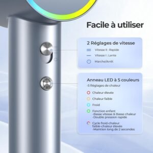 YASHE RW06 Seche-Cheveux Professionnel, Moteur Brushless de 110 000 trmin, Sechage Rapide 21ms, Ions Negatifs a 200 Millions, Diff