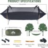 Night Cat Hamac Tente avec Moustiquaire Impermeable a l'eau pour 1 Personne Randonnee Camping dans Jardin Arriere-Cour Sauvage Vert