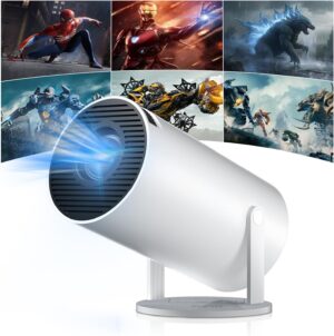 Salange 4K WiFi 6 BT5.2 Mini Projector Android OS 11.0 720P Home Cinema Projector 180 Rotation Portable Projector for PhoneXboxLa