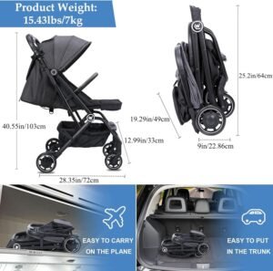 Poussette légère bébé AOODIL, compacte pliable d'une main