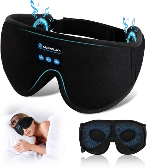 Masque de sommeil avec casque Bluetooth, masque de sommeil 3D sans fil, masque pour les yeux pour dormir sur le cotele dos, cadeau