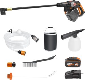WORX Nitro 18V(20V Max) Nettoyeur Haute Pression sans Fil Hydroshot WG633E.1, PowerShare, Nettoyage de Terrasse Lavage de Voiture, M