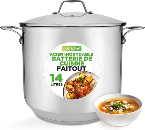 Marmite inox 14 litres Nutrichef 18/8 tous feux induction