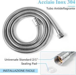 71fXNlJPwiL._AC_SL1500_.jpg Vinabo Shower Head 1.5 m Flexible Steel Shower Tube, 5 Functions Multifunctional High Pressure Shower Jet, ABS Chrome Anti-Limesca