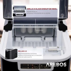 Machine à glaçons Arebos 12 kg/24h autonettoyante noire