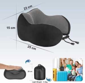 Eono Coussin de Voyage, Oreiller de Voyage a Memoire de Forme, Coussin Voyage Ergonomique pour Avion et Train, Masque pour Dormir, B