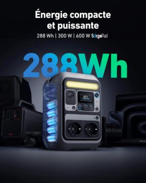 Anker SOLIX C300 Portable Power Station, 288Wh LiFePO4 Battery, 300W Solar Generator (Peak 600W), 140W Bilateral Charging, Camping,