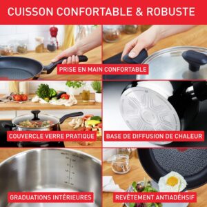 Tefal Comfort Max Poele 20 cm, Induction, Revetement antiadhesif, Acier inoxydable haute qualite, Indicateur de temperature Thermo-S