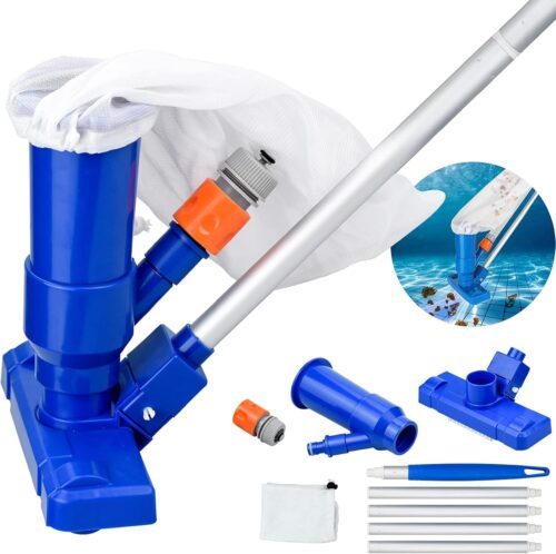Pool Vacuum Cleaner, Portable Pool Vacuum Cleaner with Telescopic Pole for Swimming Pool Cleaning Blue